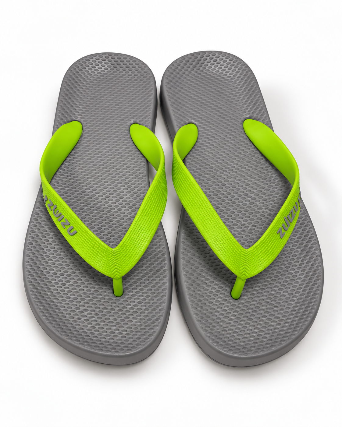 Gray and Lime Textured Flip-Flops