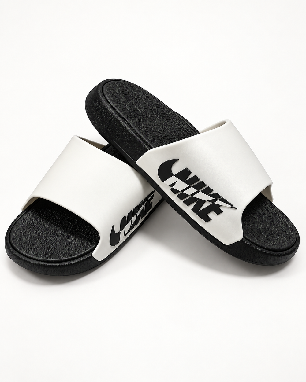 White Nike Slides