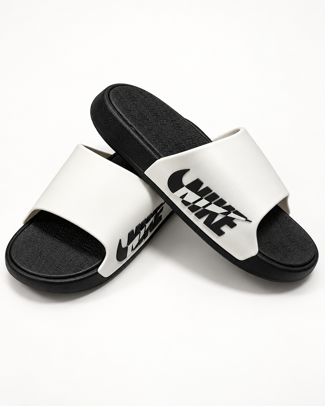 White Nike Slides