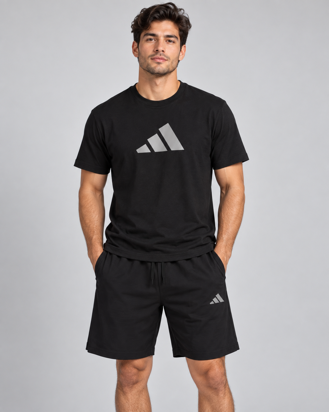 Black Adidas T-Shirt and Shorts Set
