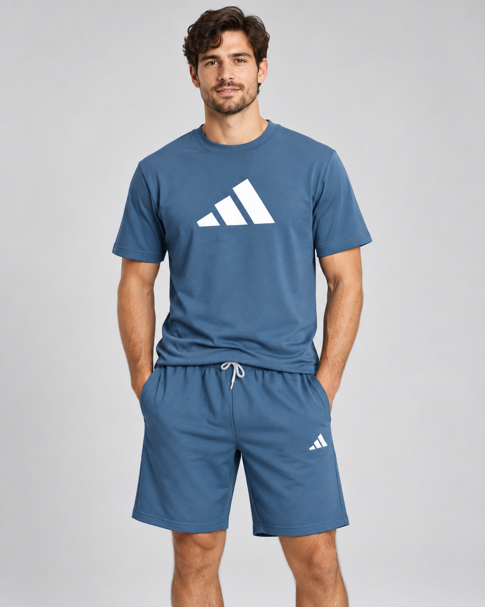 Blue Adidas T-Shirt and Shorts Set