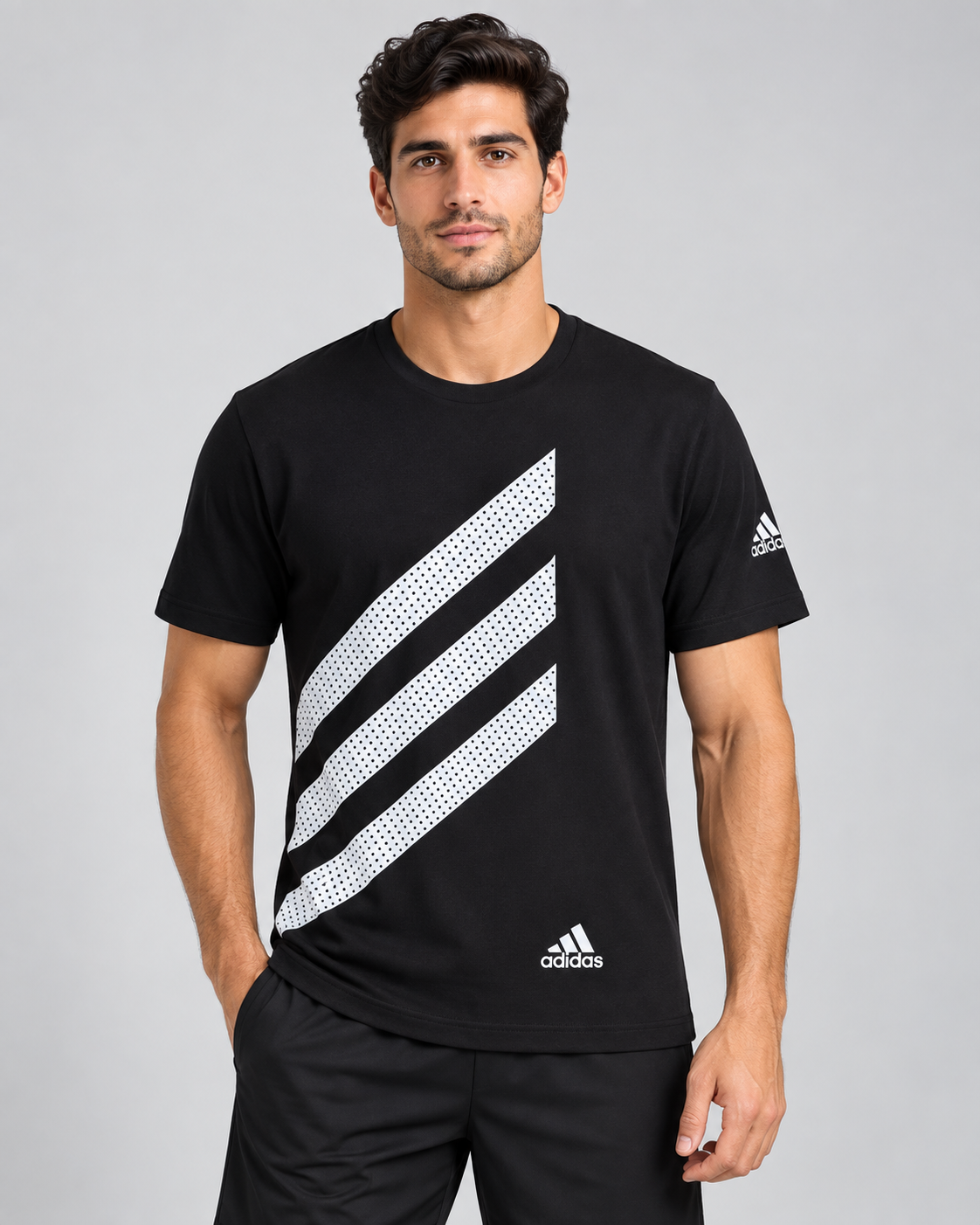 Black Adidas Three-Stripe T-Shirt