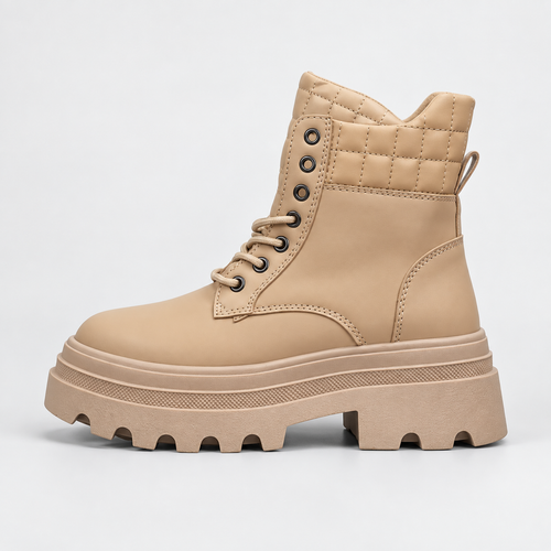 Beige Chunky Utility Boot