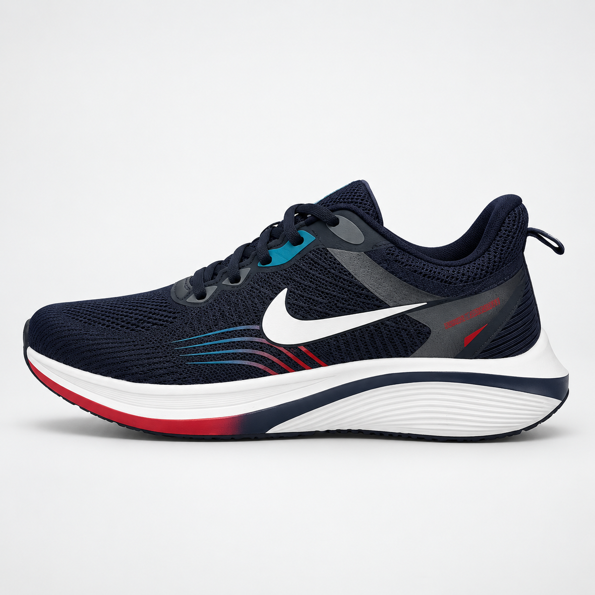 Navy, White & Red Nike Running Shoe