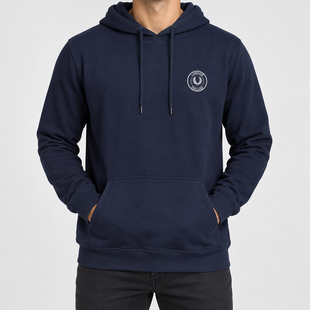 Navy Emblem Sports Hoodie